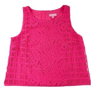 Lilly Pulitzer Womens Crocheted Cindi Lace Cropped Tank Top - Hot Pink - Small